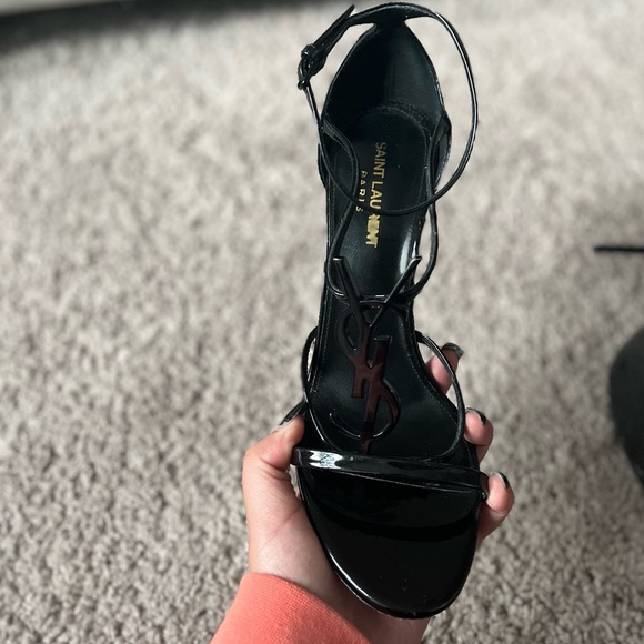 Black Saint Laurent Cassandra Leather Heels. Size 39. Good Condition. - Picture 2 of 3